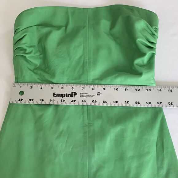 Lovers and Friends Valletta Leather Dress Women S Green Mini Lambswool Party Fun - Picture 10 of 14